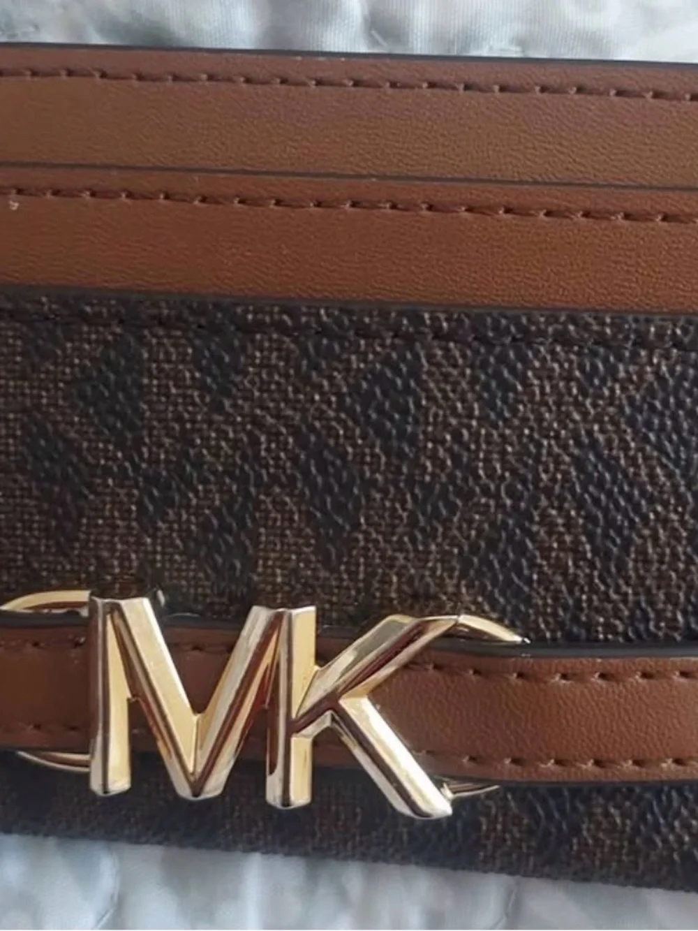 Michael Kors Brown Saffiano Satchel with MK Charm